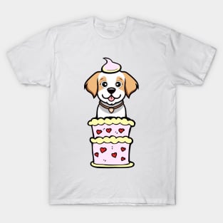 Happy dog Jumping out of a cake T-Shirt